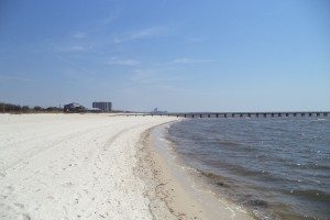 The beach, looking downtown