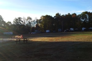 Campsites on open field