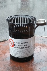 Trash can with a message