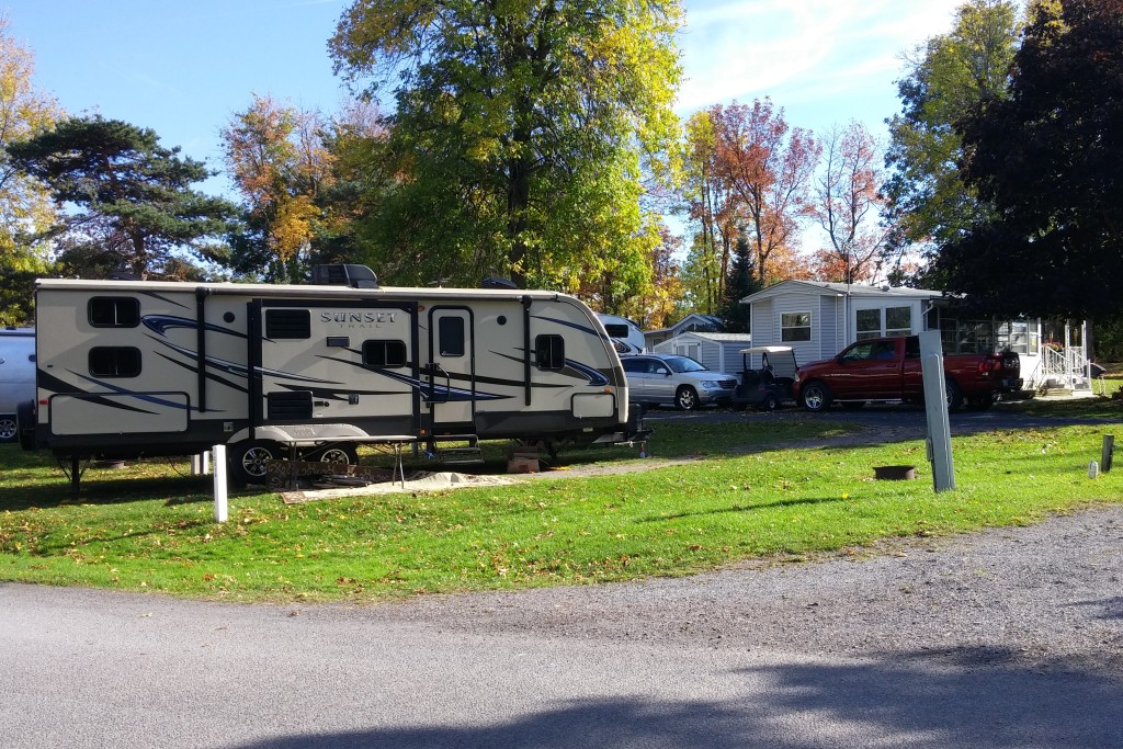RVs amid the park models