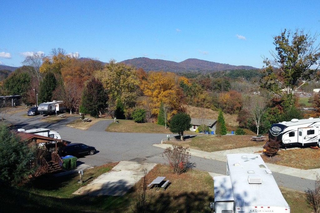 View out the back of the RV