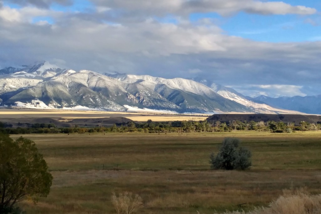 Snow-covered mountains nearby