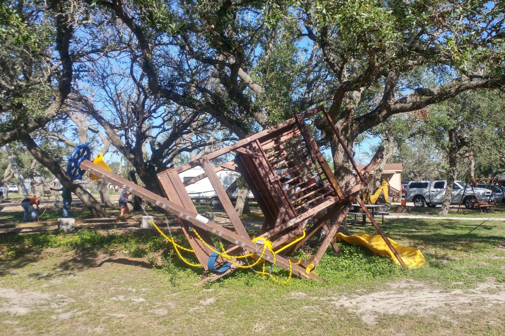 Destroyed playground at our camp