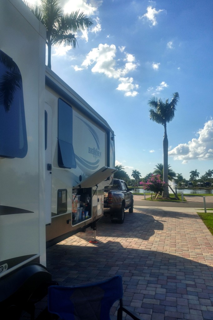 The view from our patio while setting up